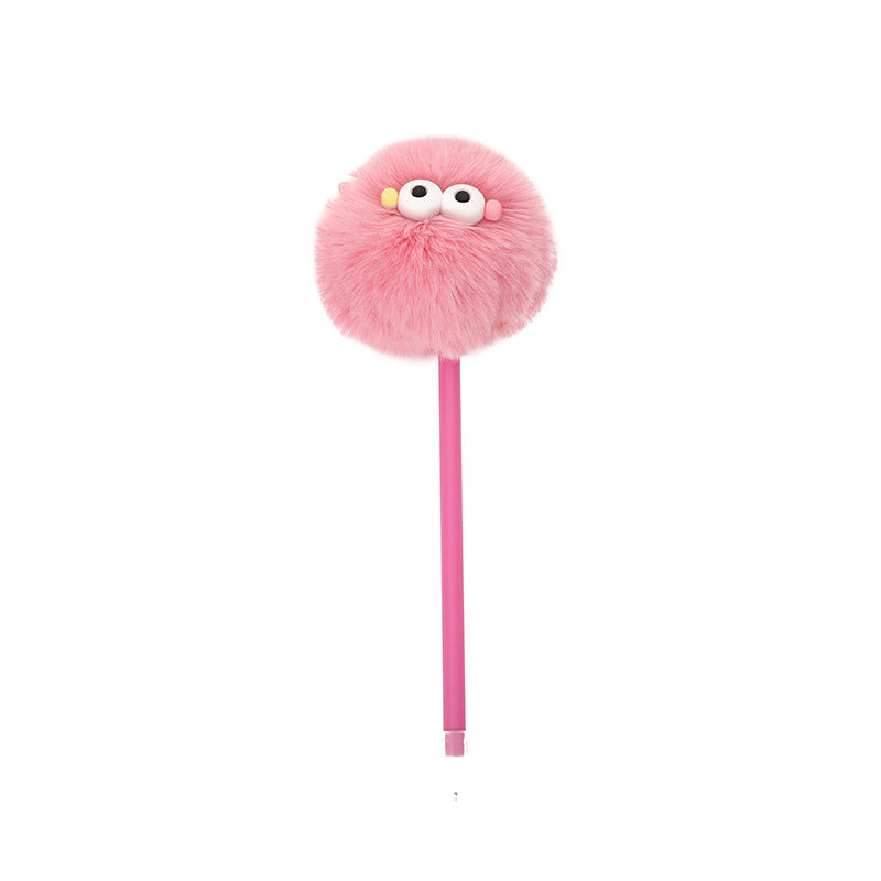 Wholesale Cute Little Monster Hair Ball Pen with Eyes